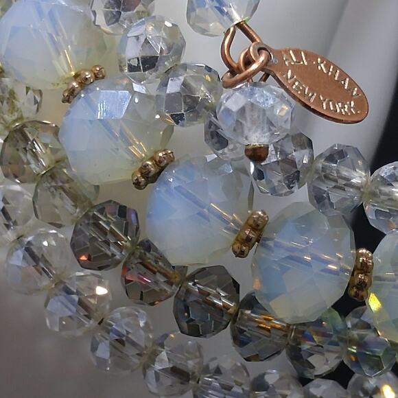 Ali-Khan New York Clear Opalescent Crystal Memory Wire Bracelet - Picture 3 of 6